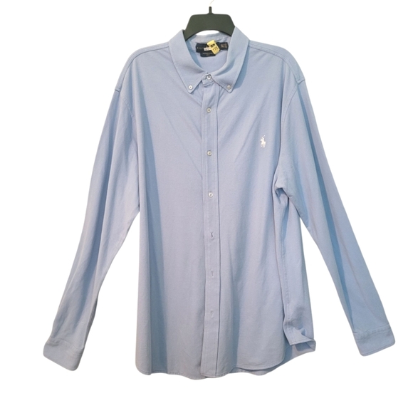Polo Ralph Lauren Featherweight Mesh Blue Button Down Long Sleeve Shirt Men 2XLT - Picture 1 of 14